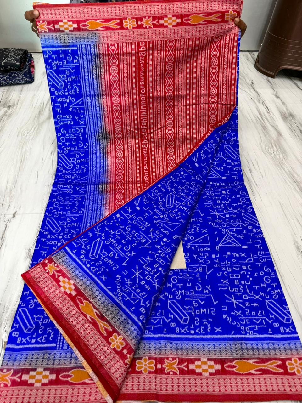 Picnic silk  mathematics print sambalpuri saree