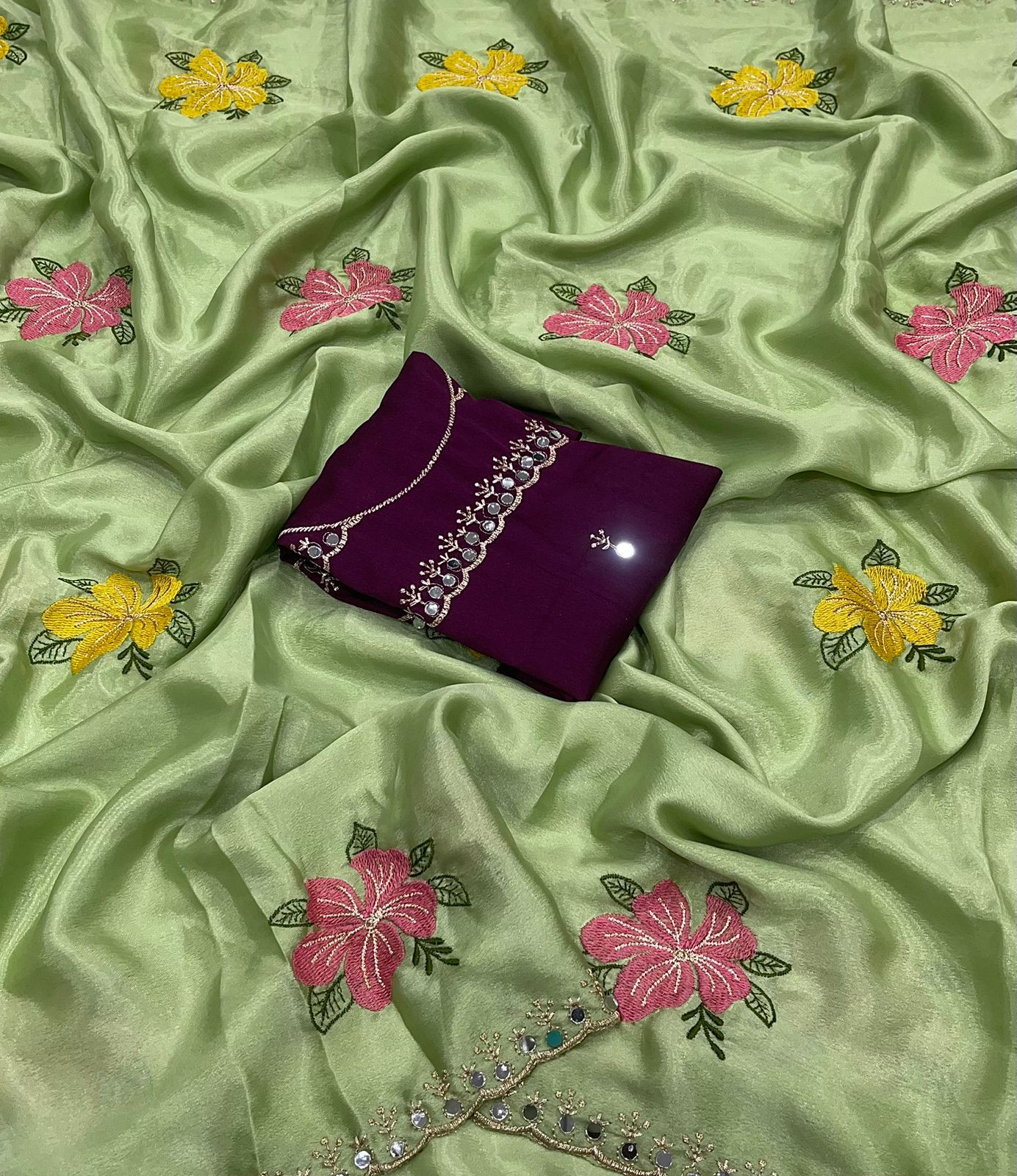 Soft Chinon silk sarees