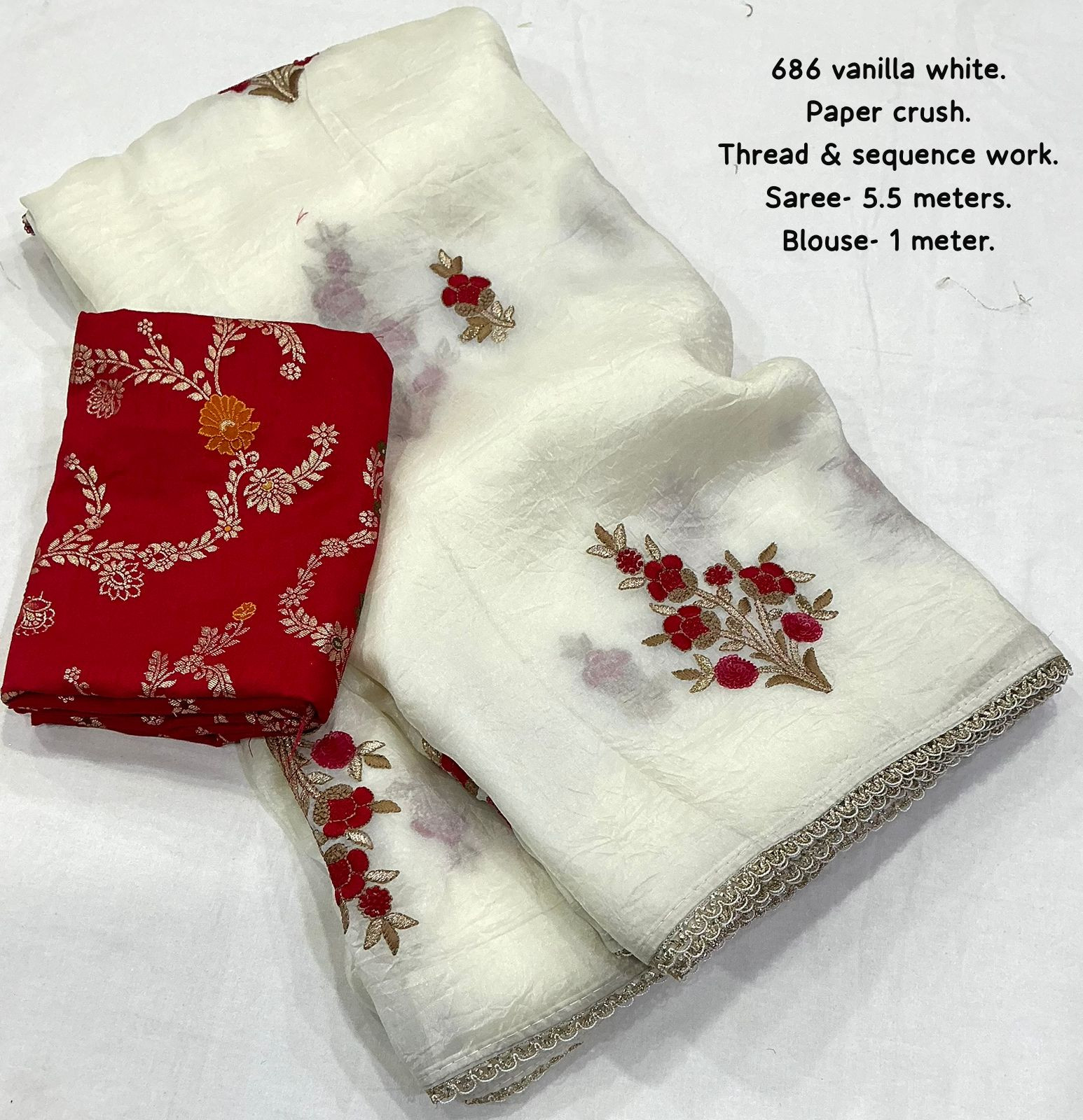 Paper crush saree