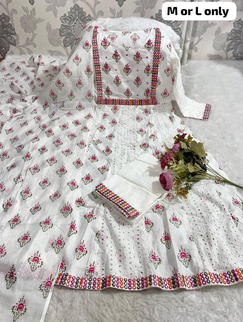 ANARKALI CHICKENKARI KURTI WITH PANT AND DUPATTA