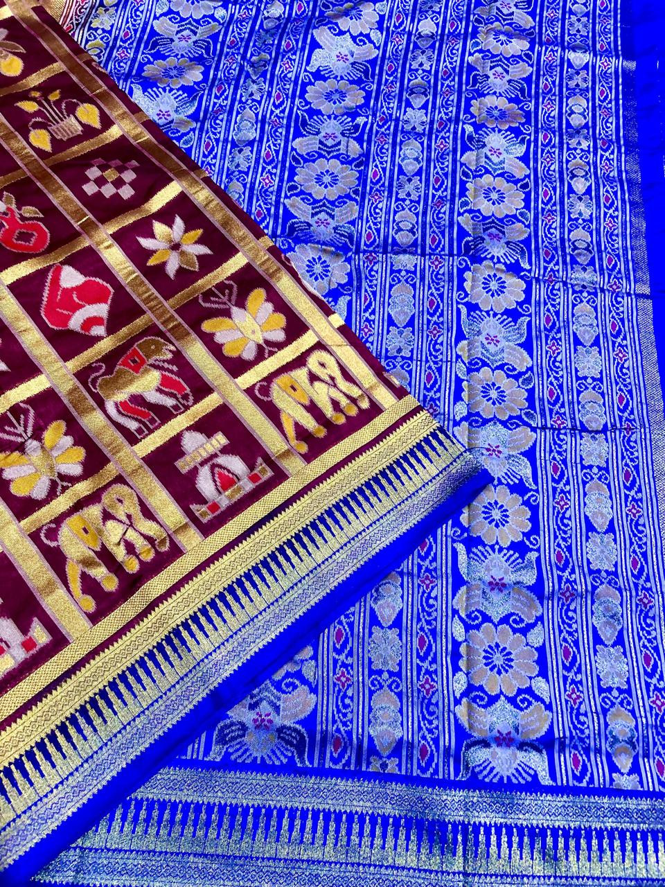 Papasilk saree with contrast blouse piece