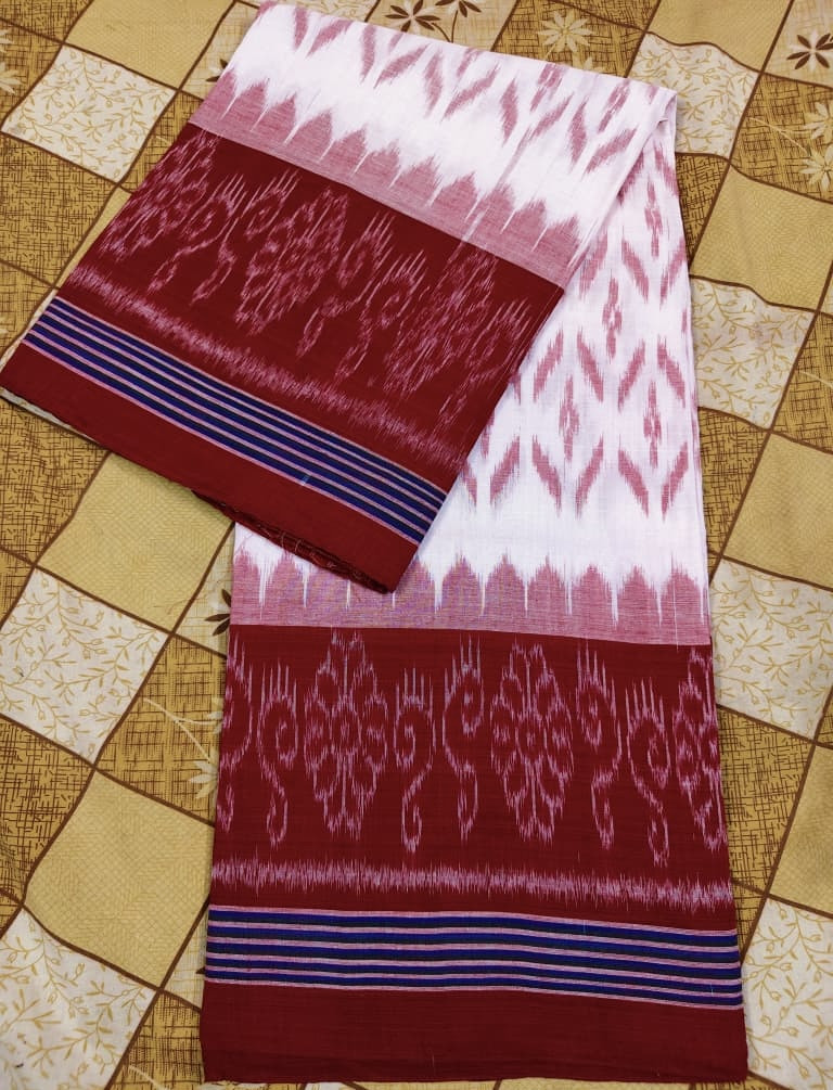 Traditional Ikat Weave Cotton Sambalpuri Saree by Laxmipada
