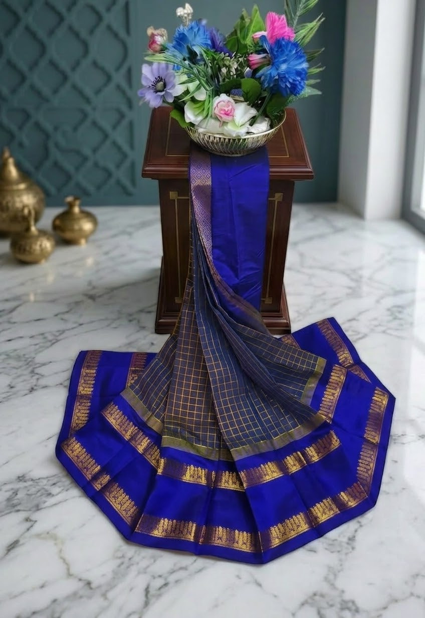 Cotton Korvai checked saree