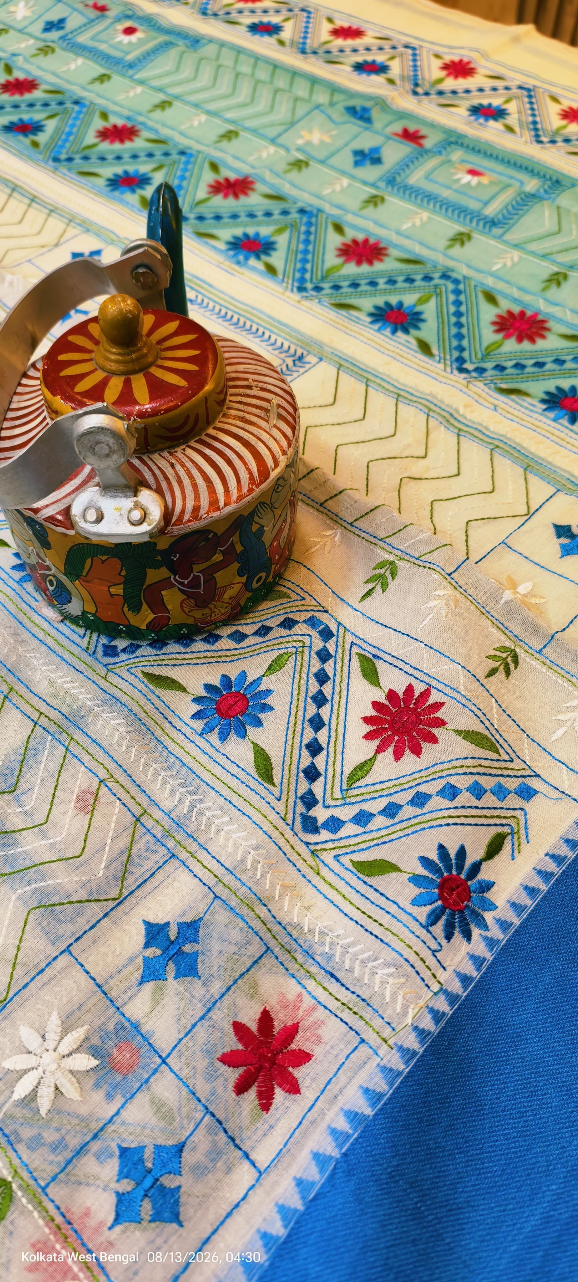 Onam special sita rama kalyanam mural print saree