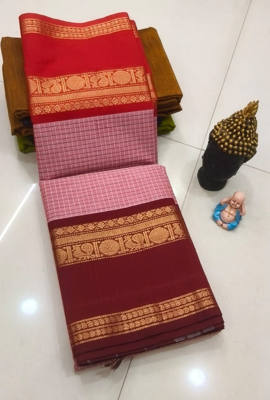 Checked putta cotton saree