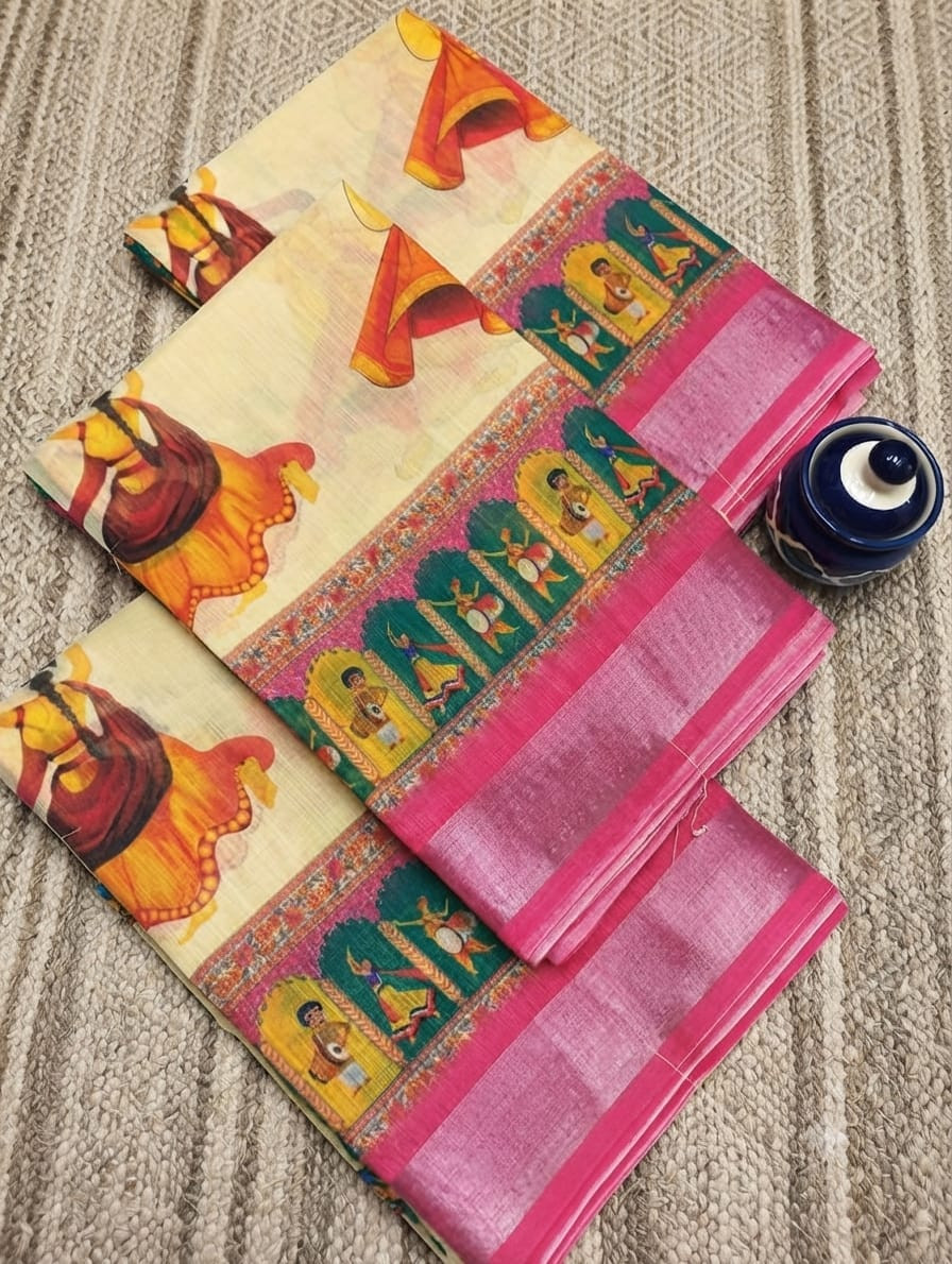Linen cotton sarees