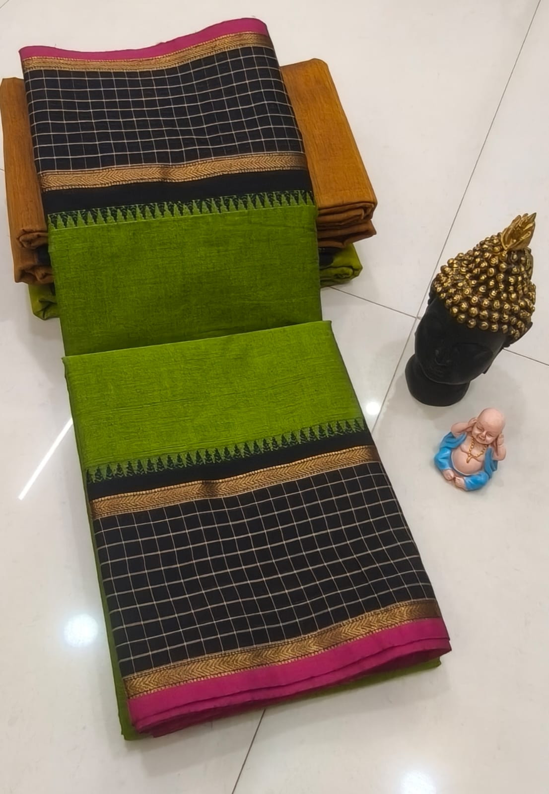 Checked putta cotton saree