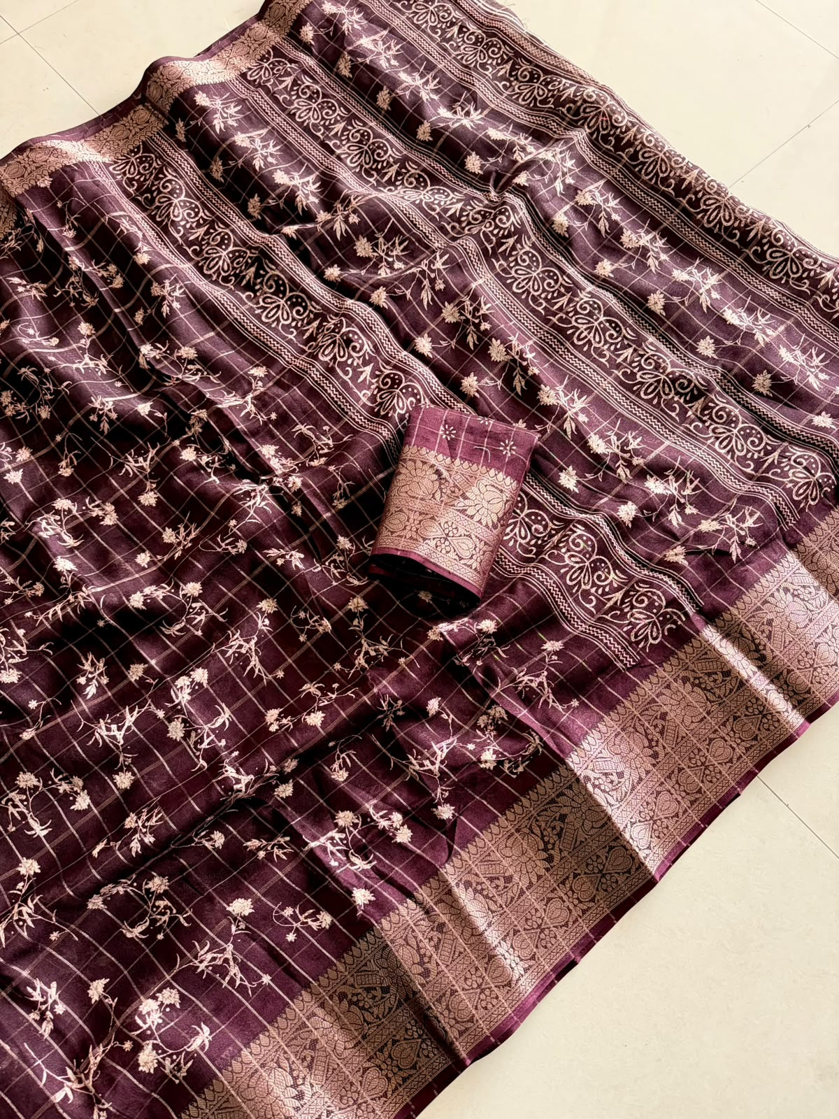 Checked saree