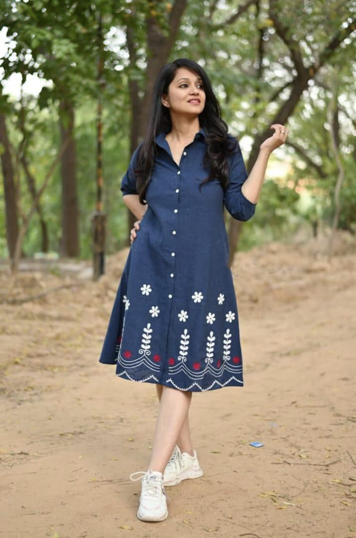 Denim midi dress