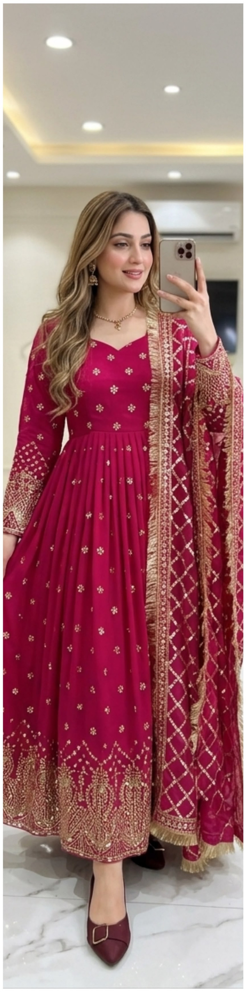 GOWN WITH PANT AND DUPATTA SET