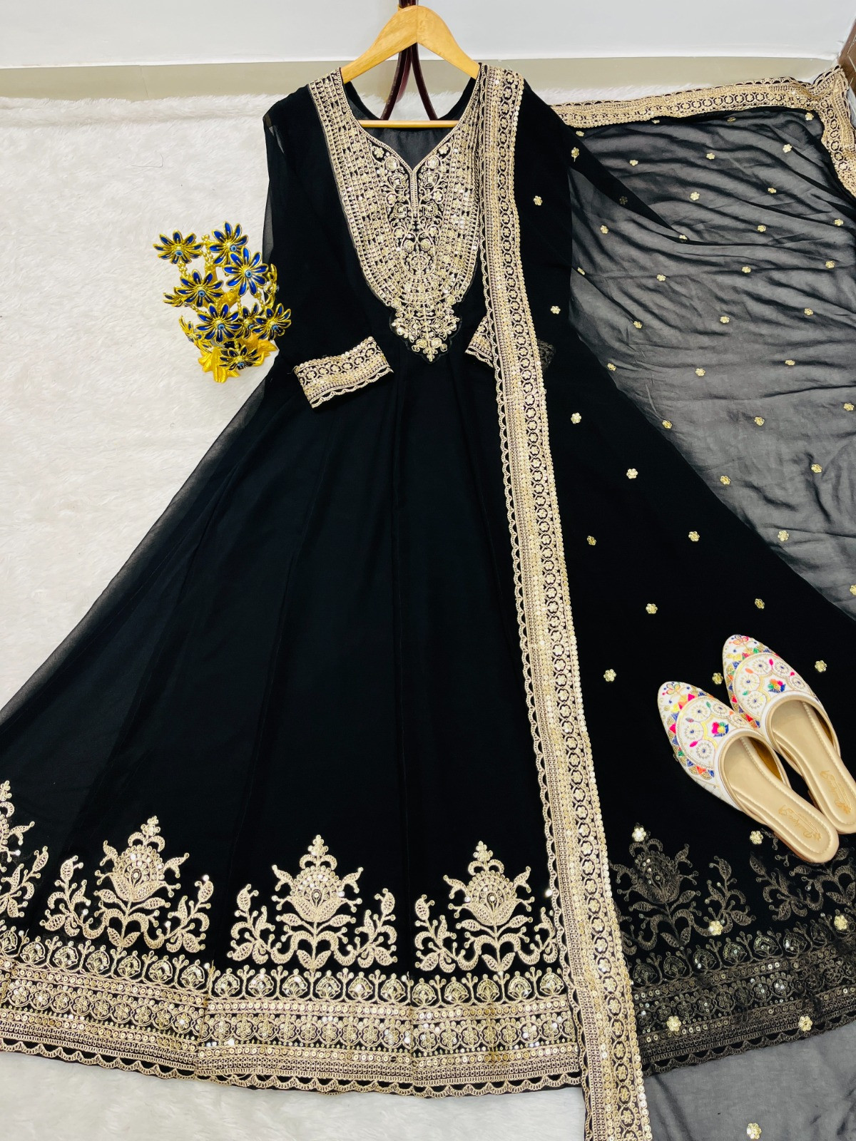 EMBROIDERY SEQUENCE WORK GOWN WITH DUPATTA SET