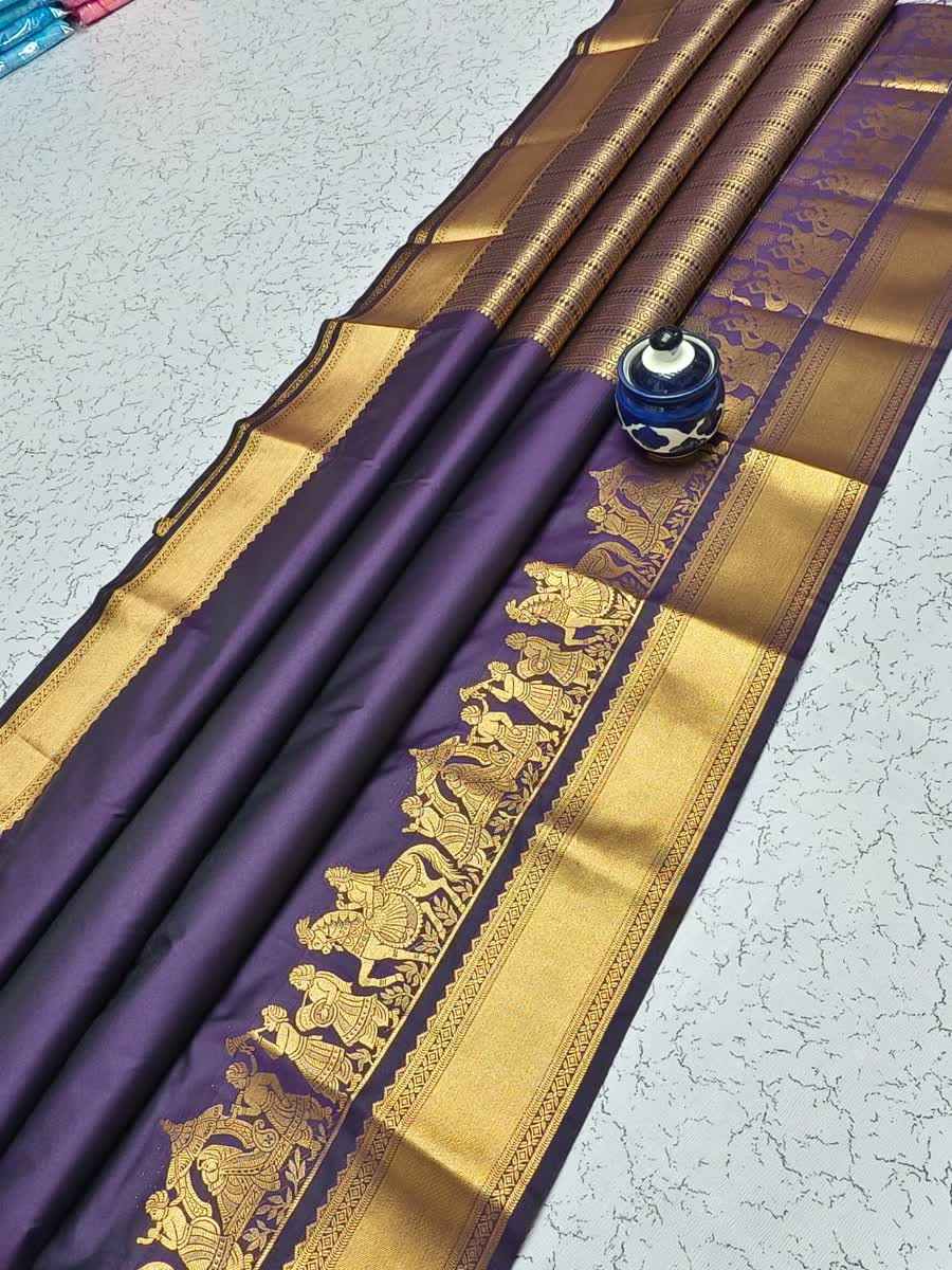 Soft silk saree with Silver zari woven detailing