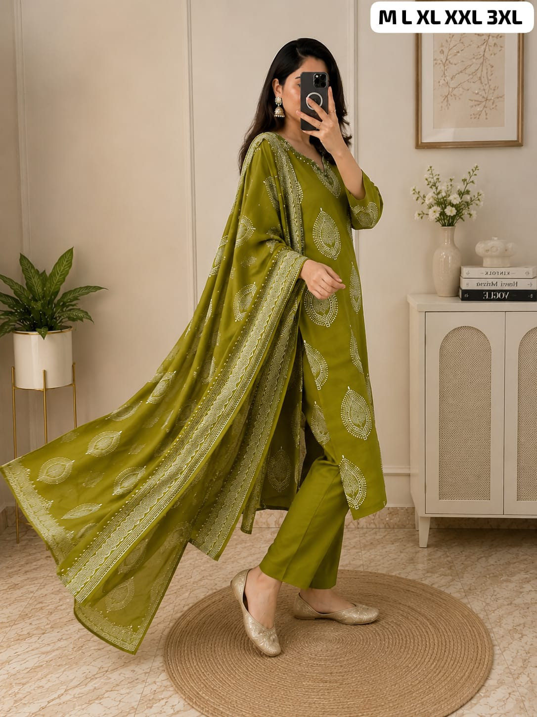 MORGAN SILK PRINTED KURTI, PANT WITH DUPATTA