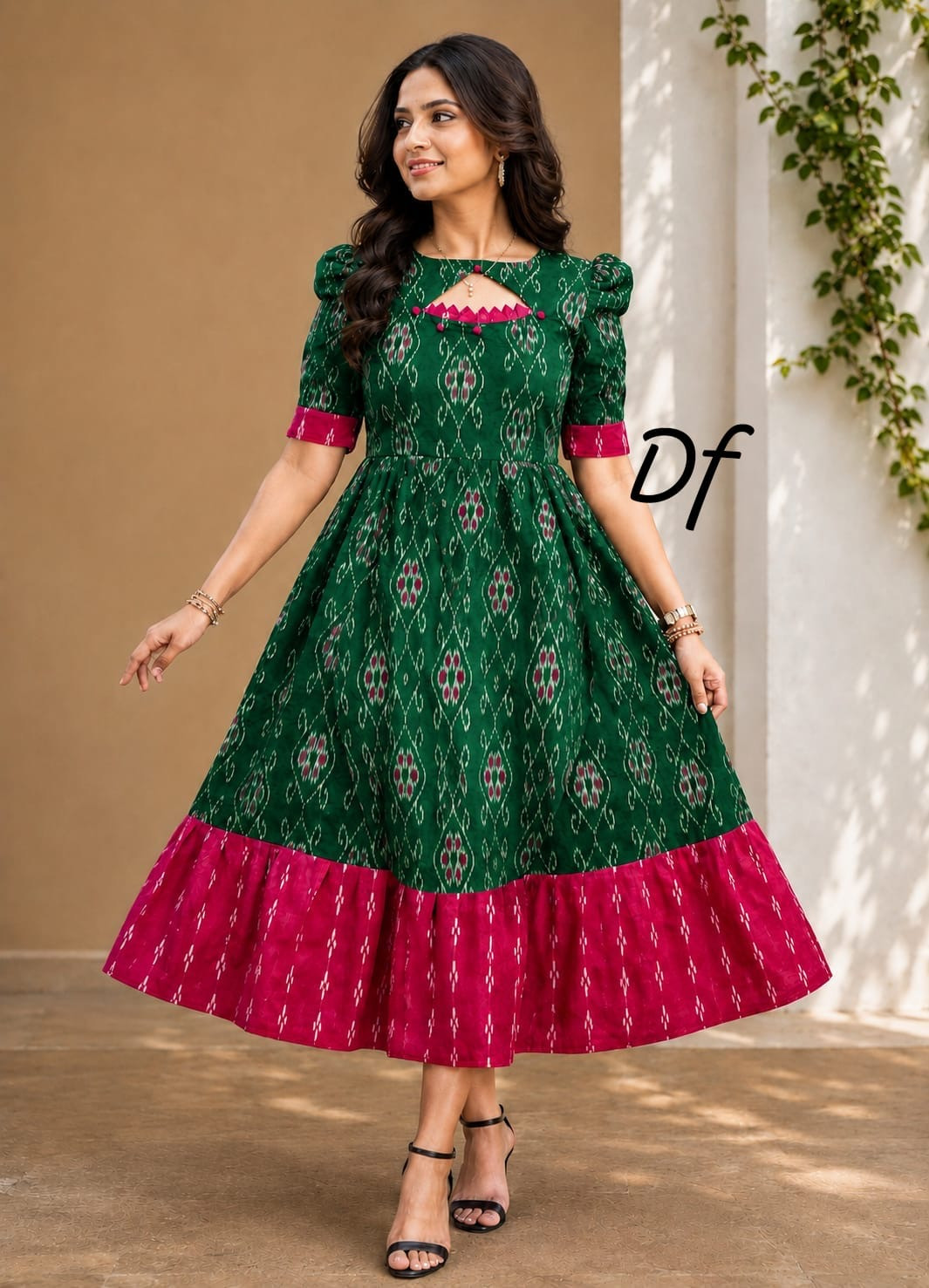 Sambalpuri cotton kurti with beautiful neck design