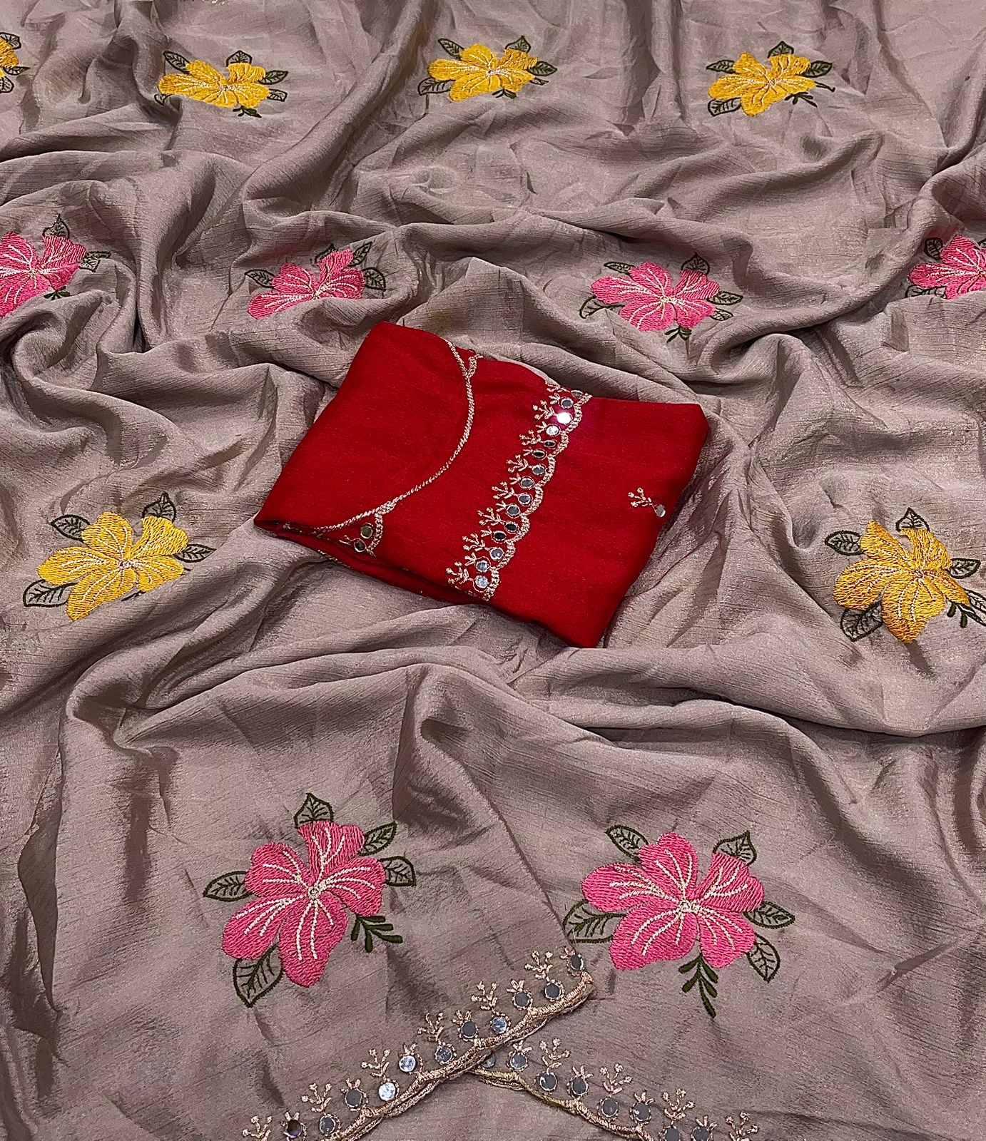 Soft Chinon silk sarees