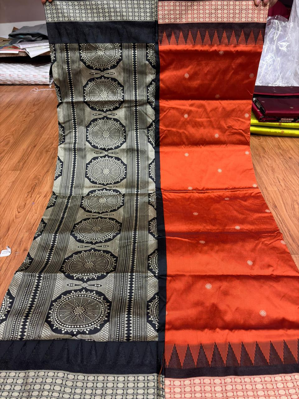Papasilk saree with contrast blouse  piece