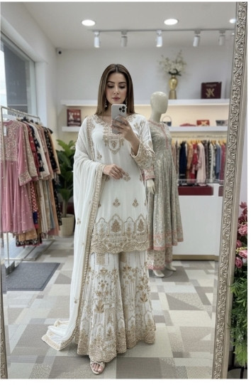 GEORGETTE TOP SHARARA AND DUPATTA SET