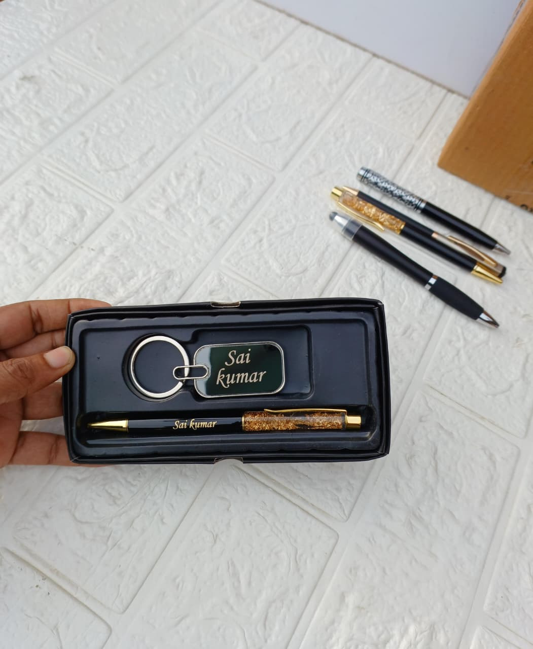 Gold Flake Pen and key ring