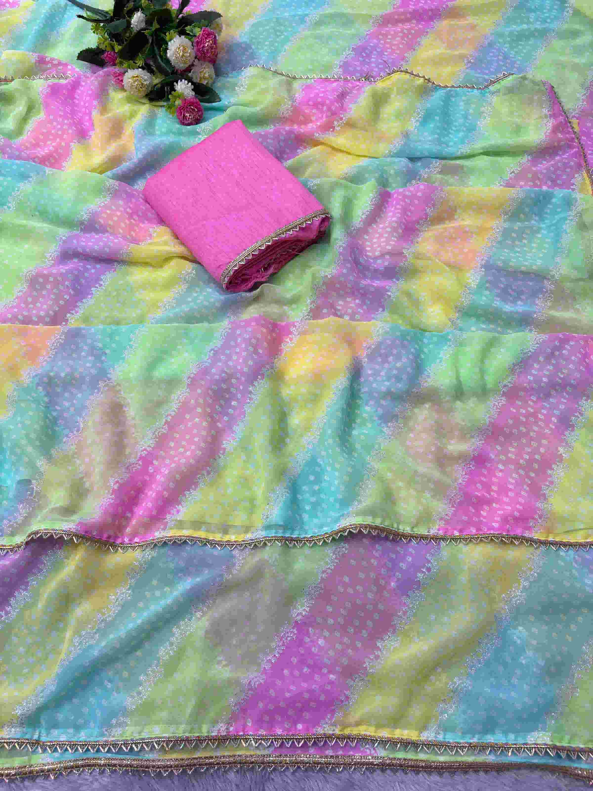Lahariya Foil print saree