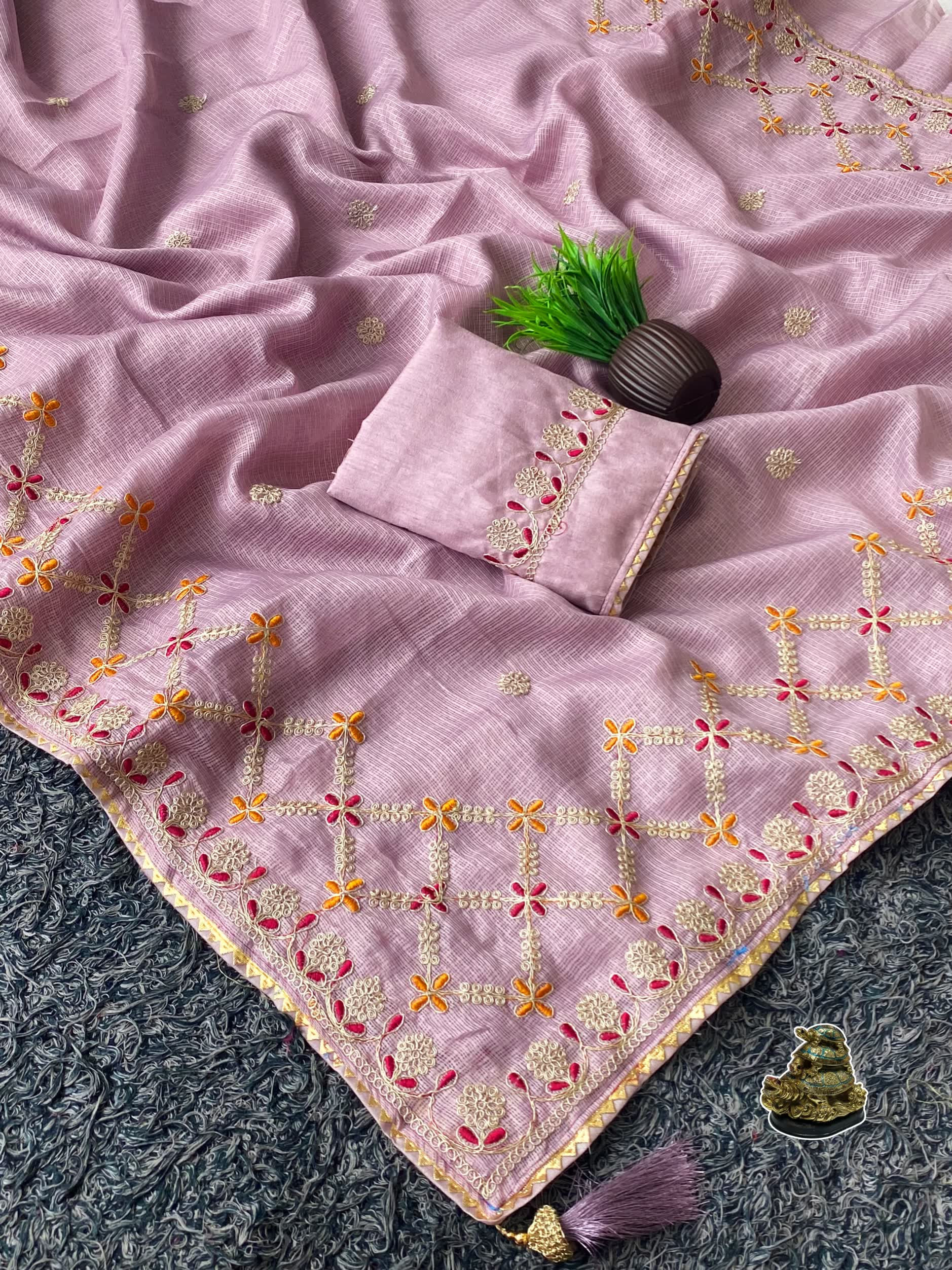 Beautiful soft Kota silk saree with heavy pallu