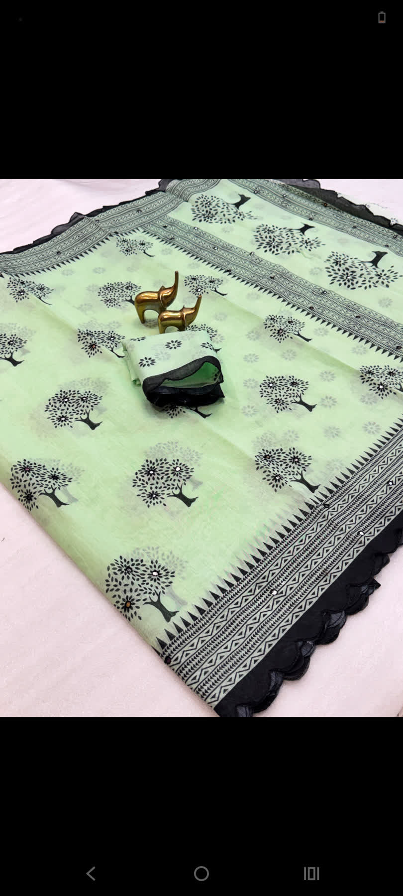 Soft Chanderi Cotton digital printed saree with Aari cutwork  mirror work