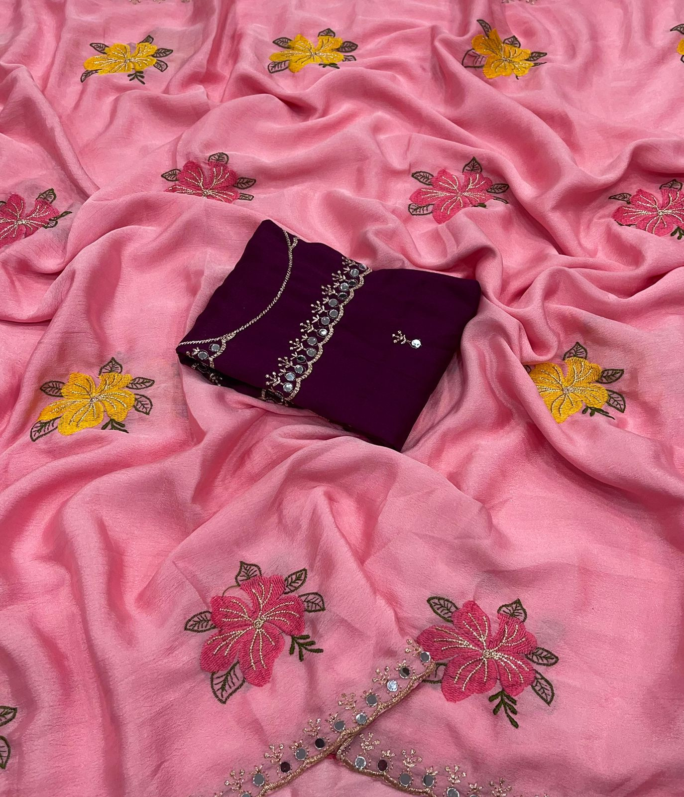 Soft Chinon silk sarees
