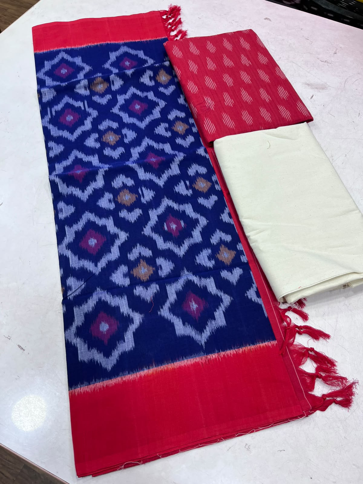 Pure double ikkat cotton dress material
