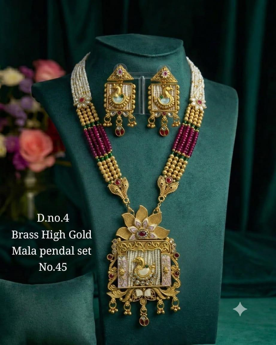 Brass Gold Mala Pendant Set