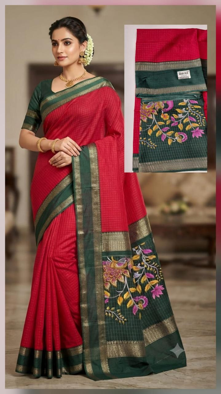 Soft Sarees Lightweight Saree Chit Pallu with contrast blouse