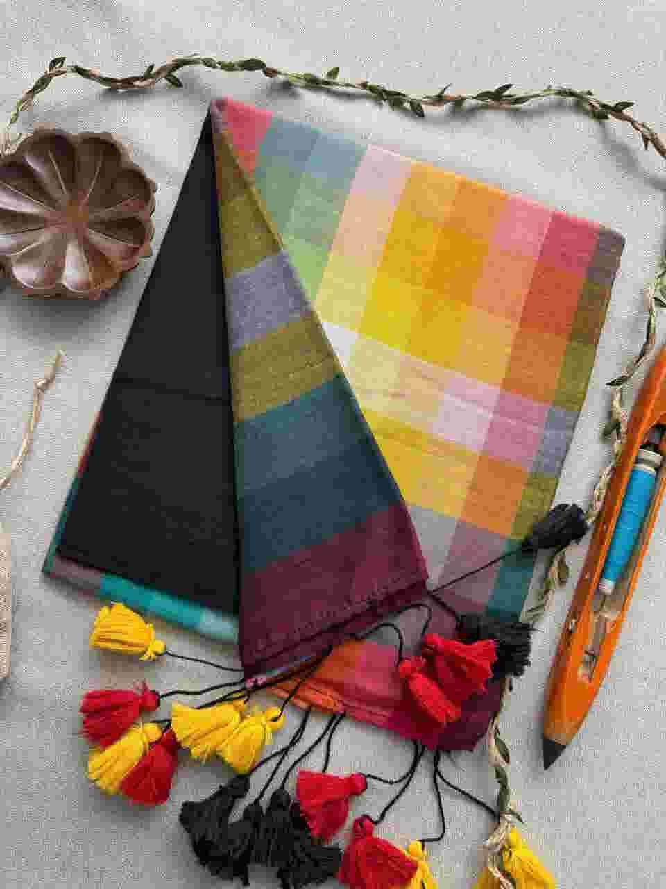 Handloom cotton rainbow saree