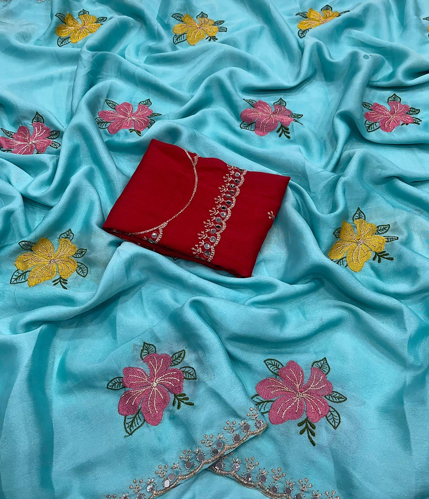Soft Chinon silk sarees