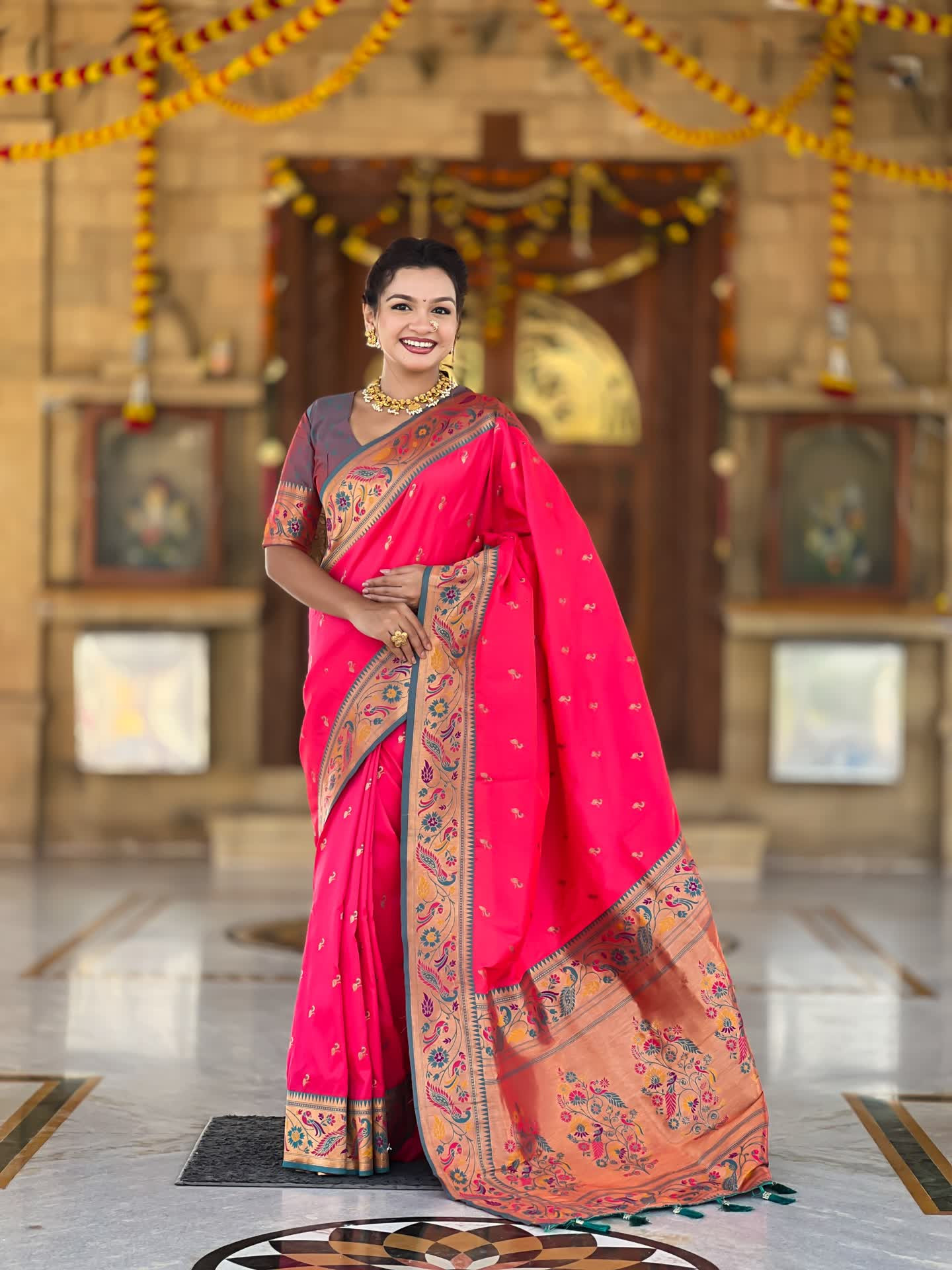 Soft Pethani silk saree with zari weaving