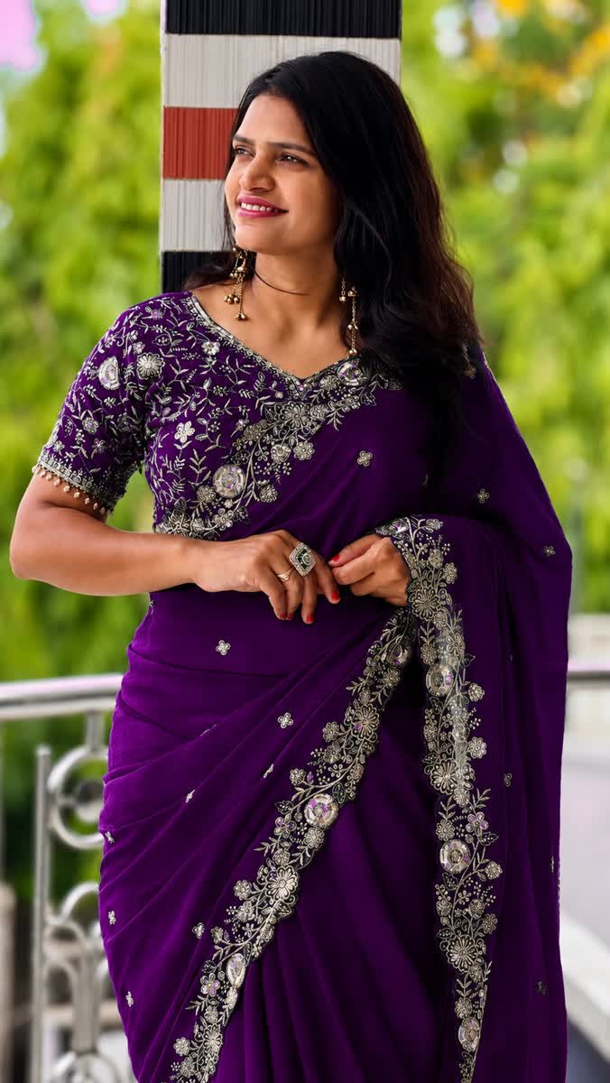 Rangoli Crush Sequence Work Saree With Sequence worked
