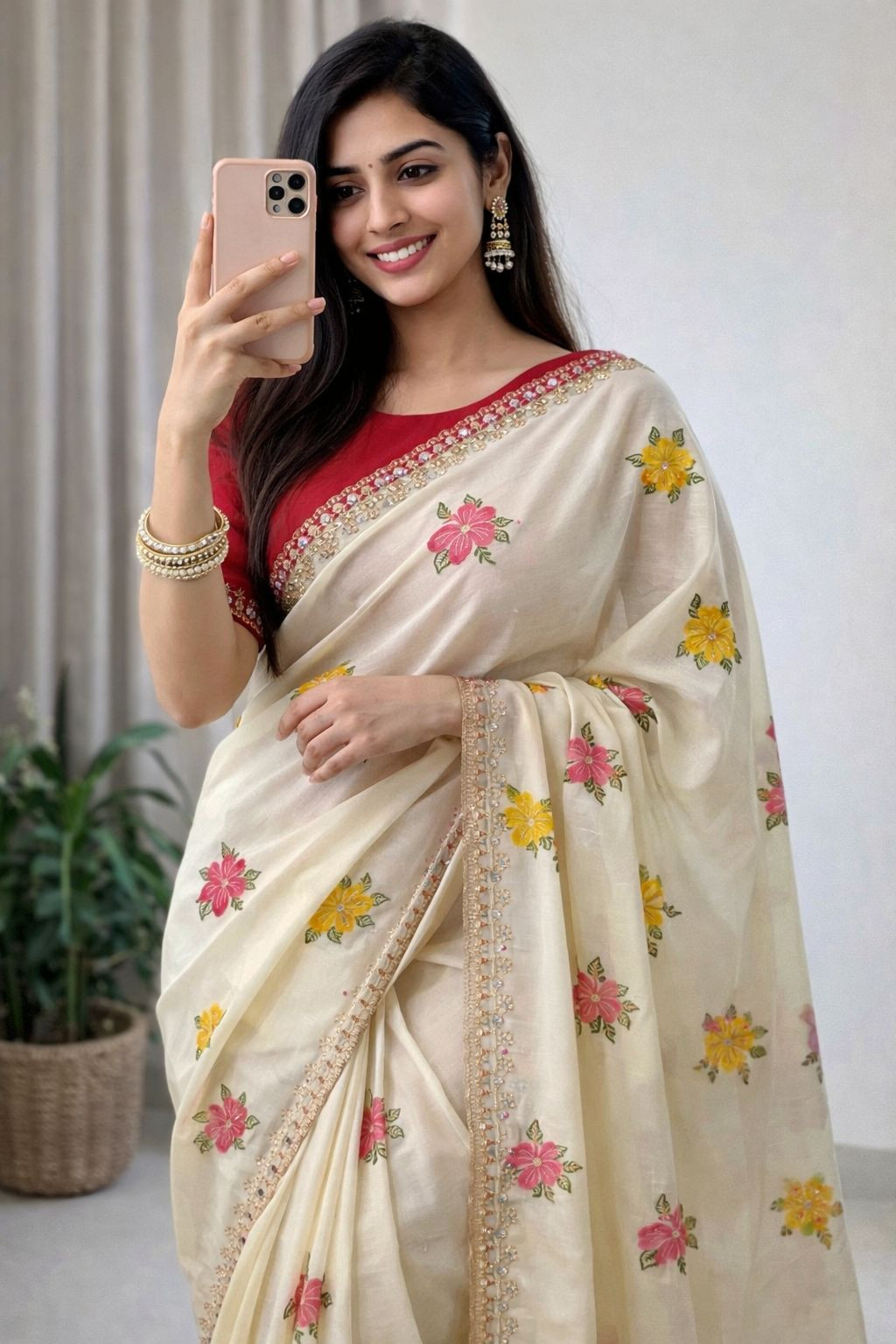 Soft Chinon silk sarees