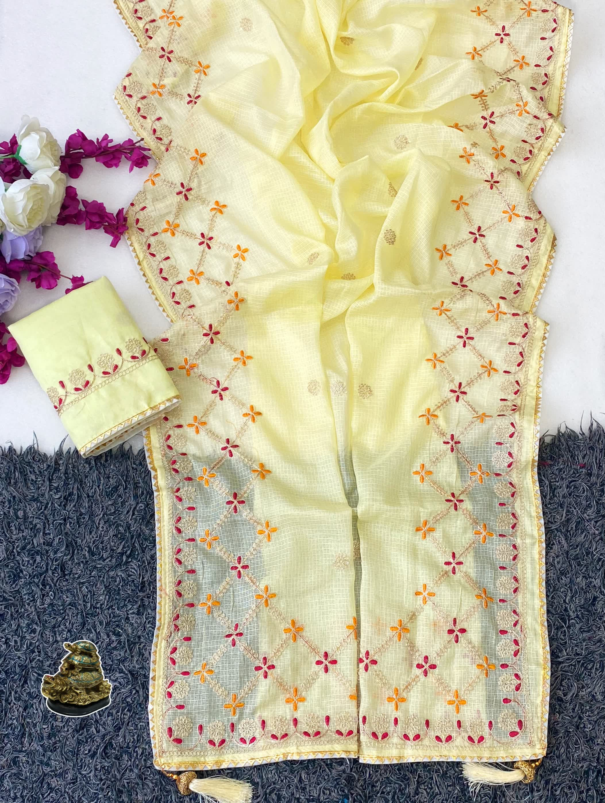 Beautiful soft Kota silk saree with heavy pallu
