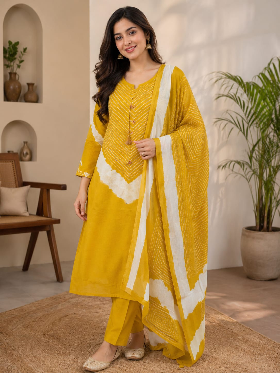 Pure cotton Bandhani 3 piece suit