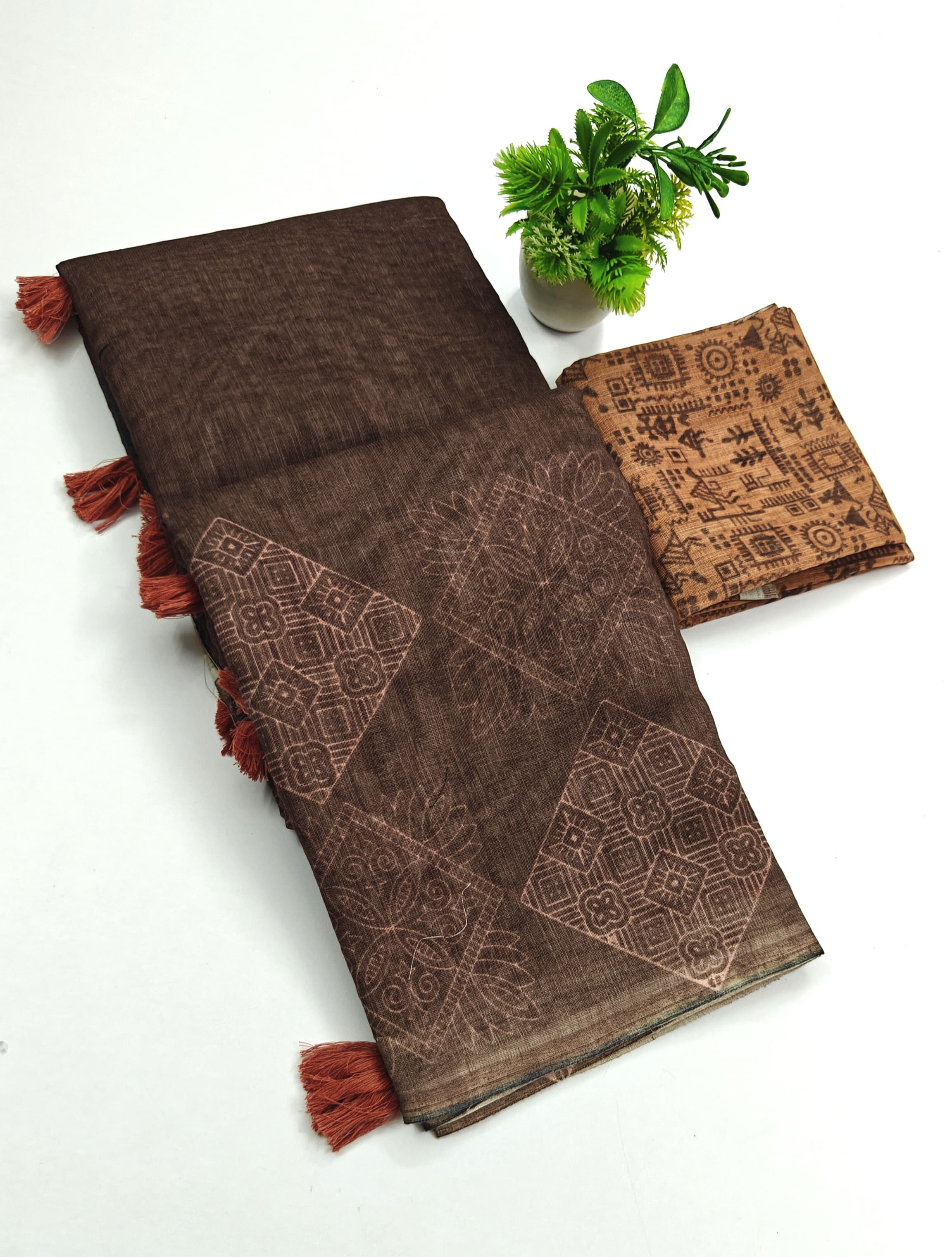 Linen cotton saree