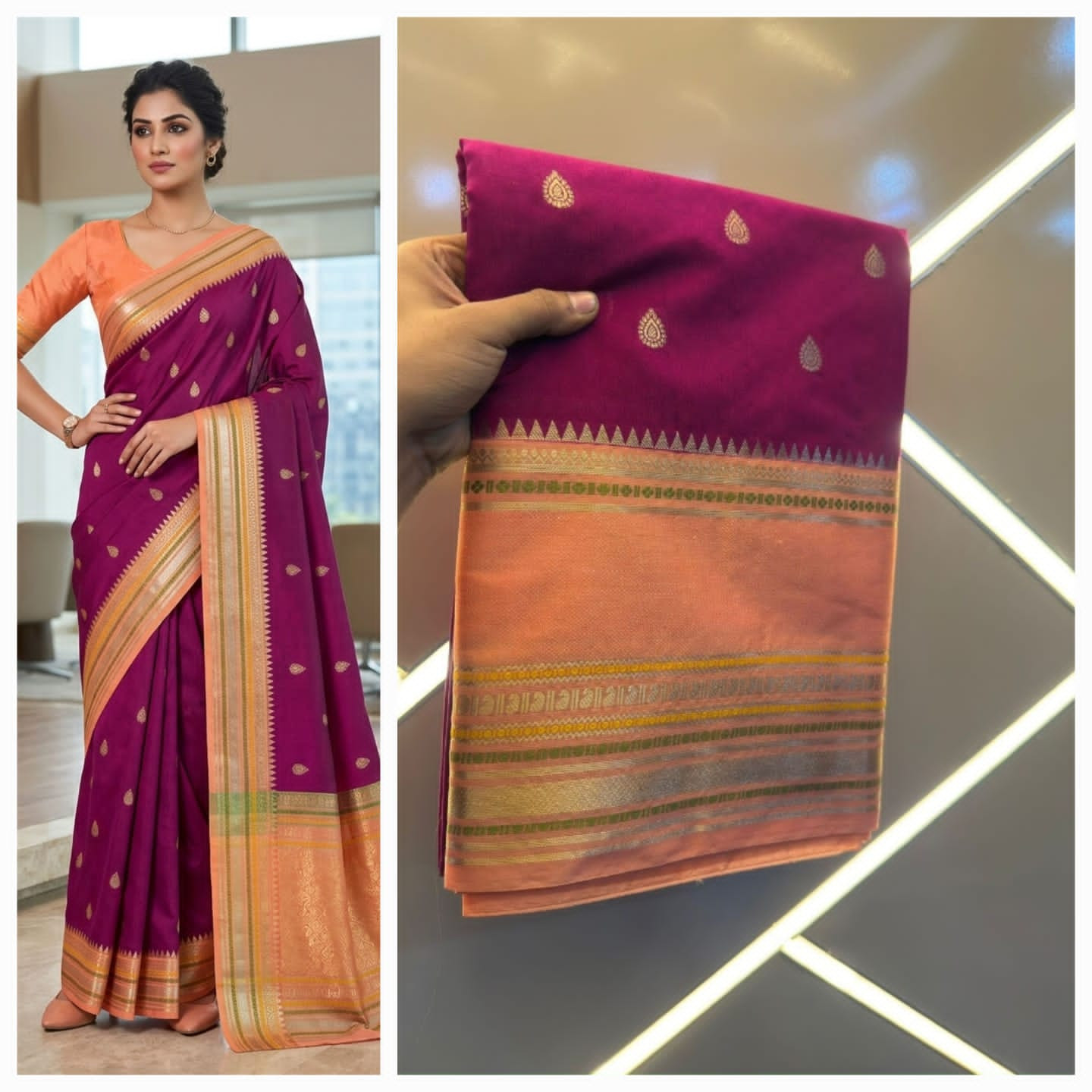 Worm silk saree