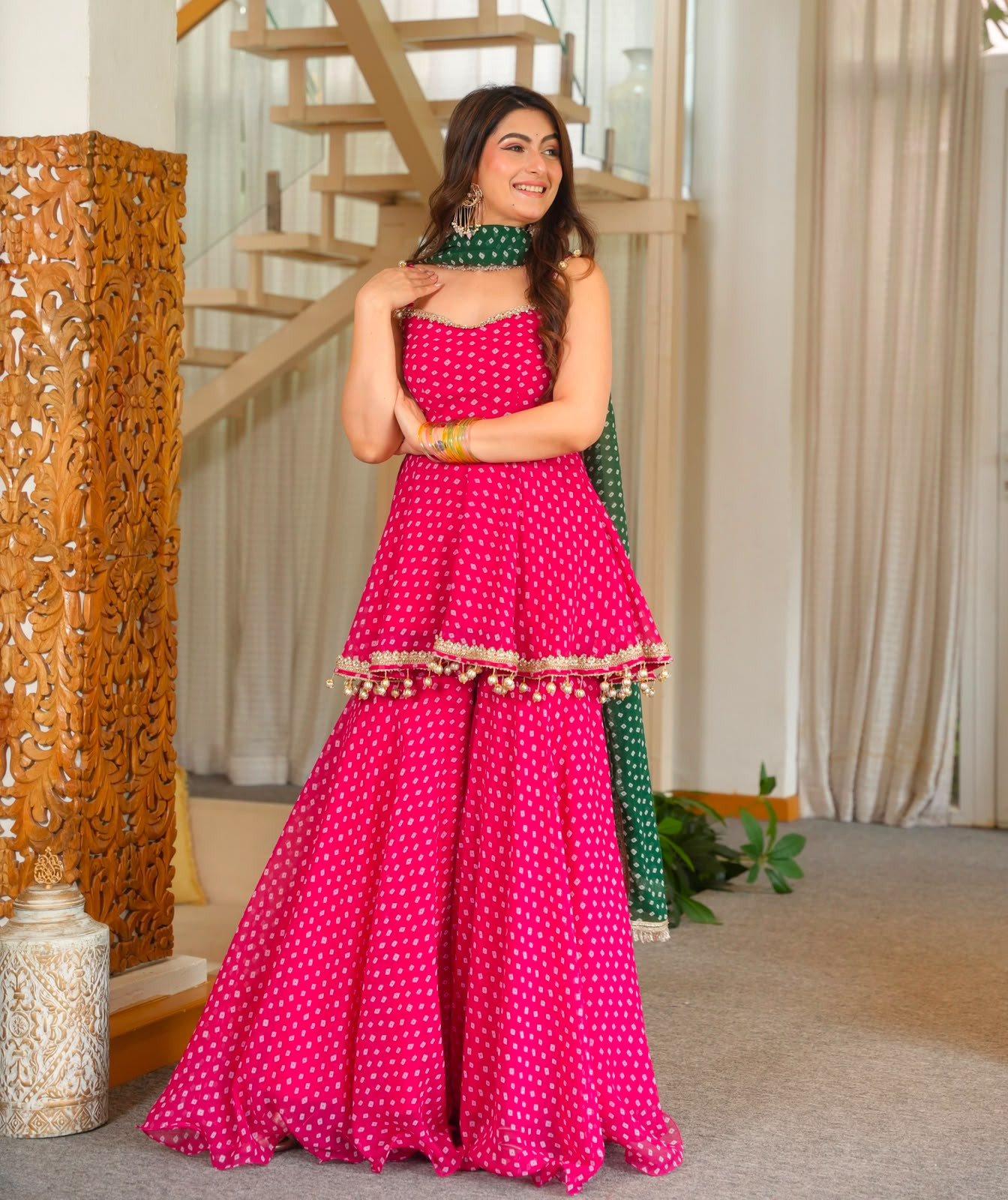 Fancy Bandhej Print Kediya, Plazzo with Pretty Duppata Set