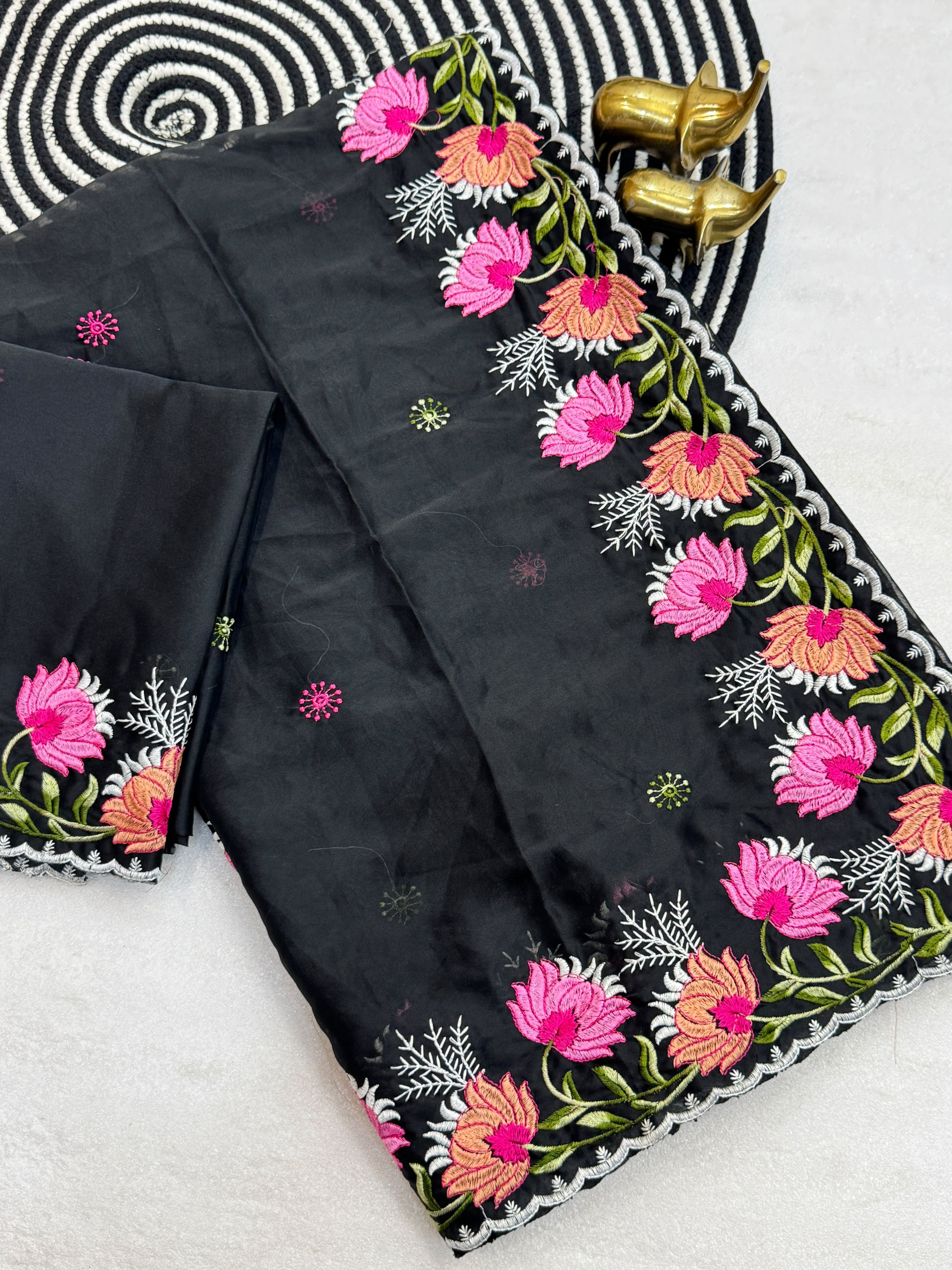 RANGOLI SILK SAREE WITH DESIGNER EMBORDAIRY WORK ALL OVER SAEE