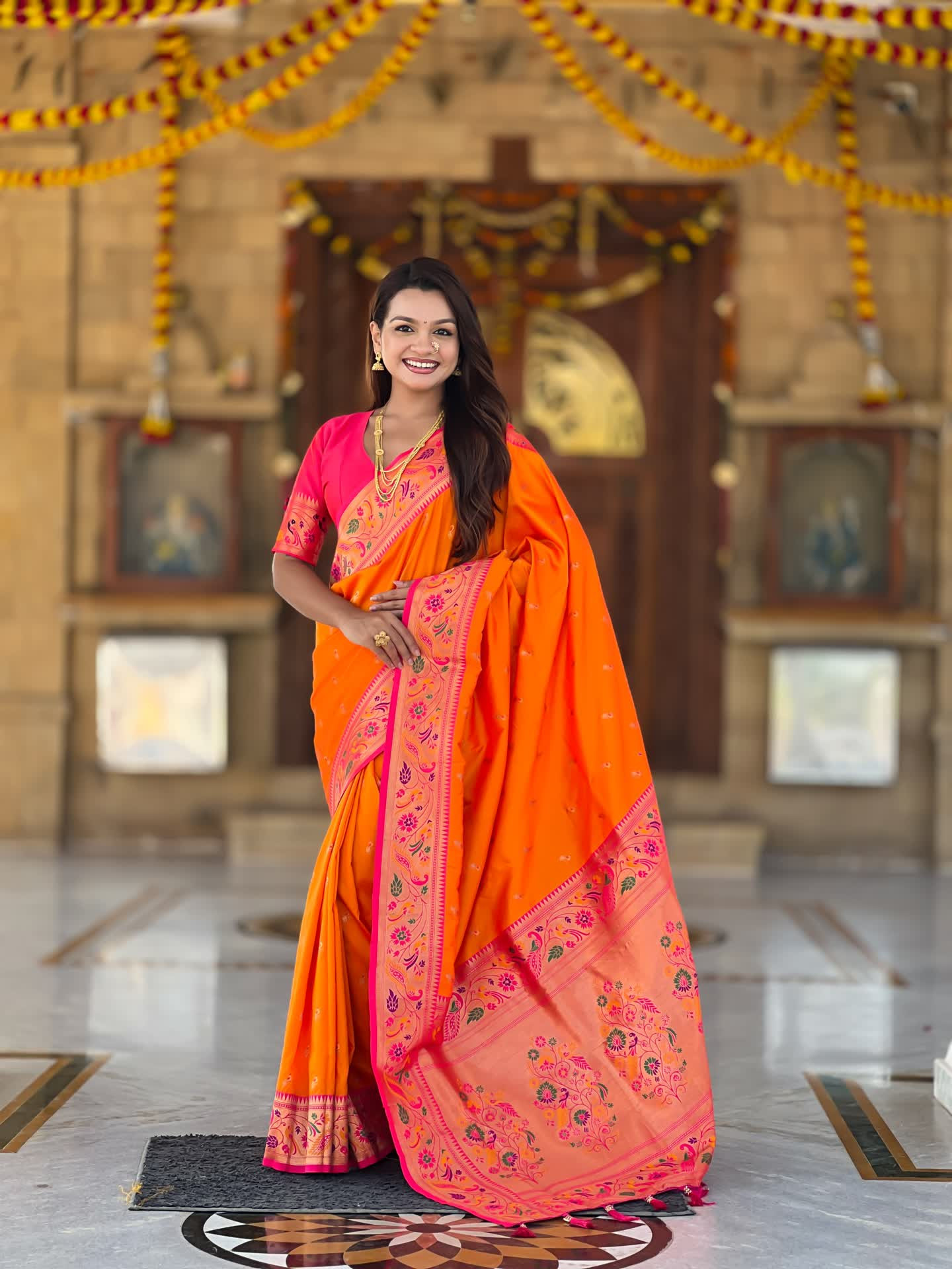 Soft Pethani silk saree with zari weaving