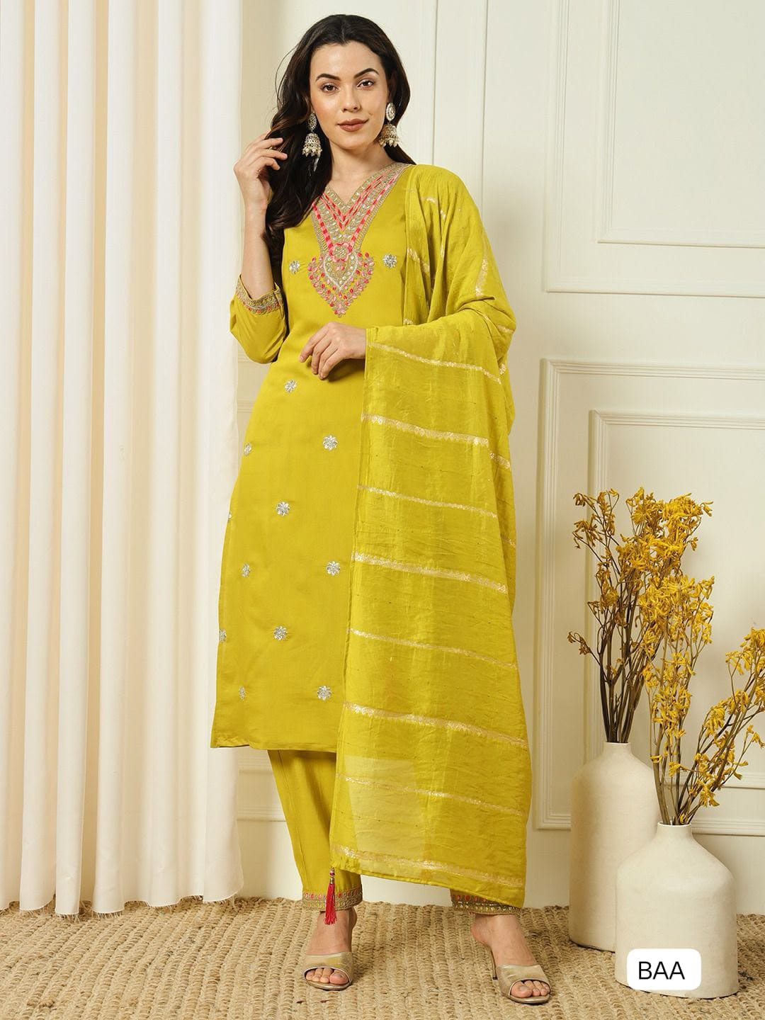 Silk kurti pent Dupatta set