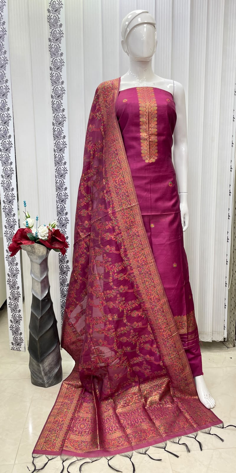 Cotton silk kurti set
