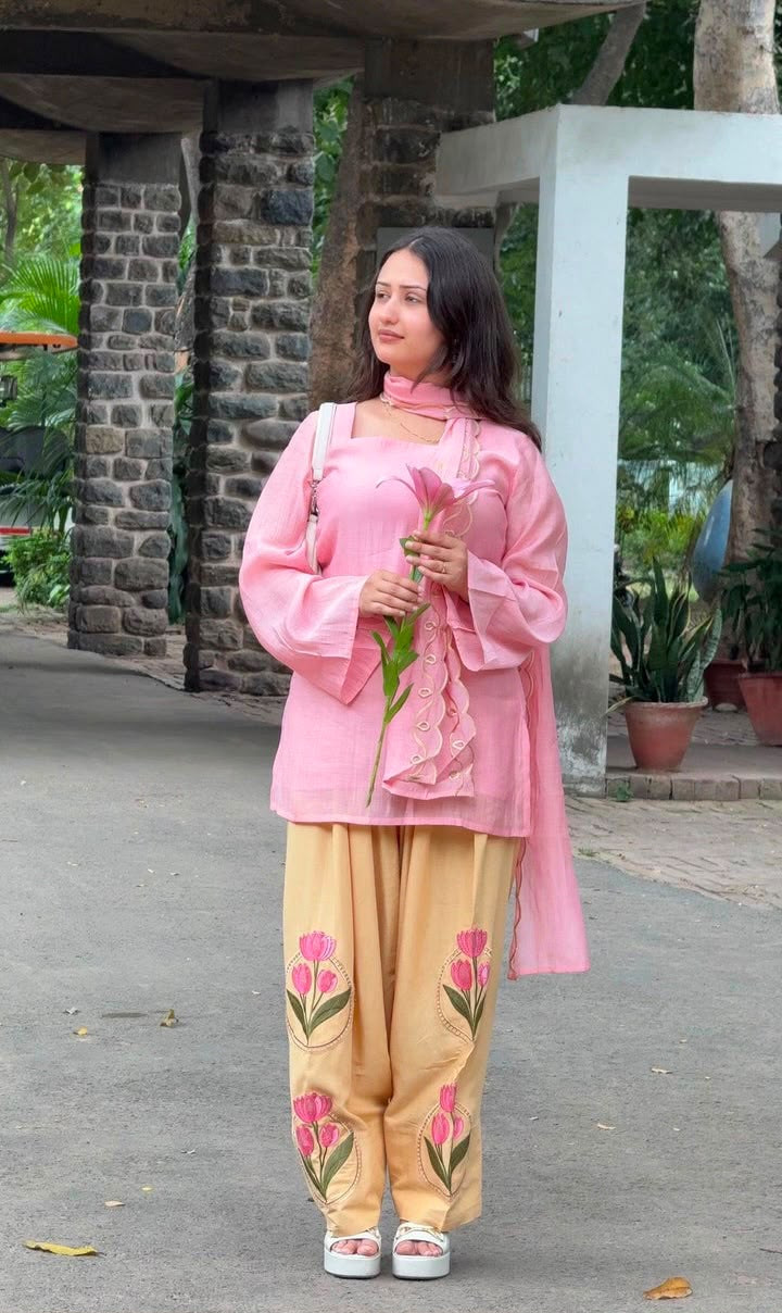 Designer party wear look top with farshi salwar