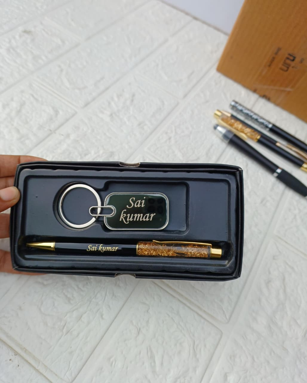 Gold Flake Pen and key ring