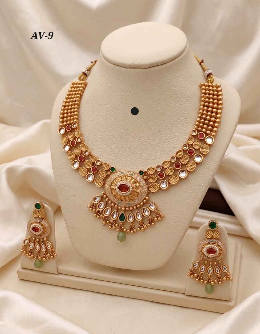 Premium gold necklace set-green