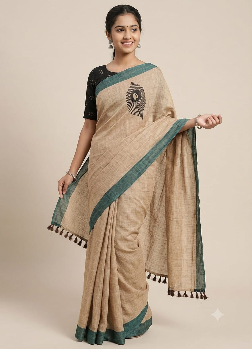 Linen cotton saree