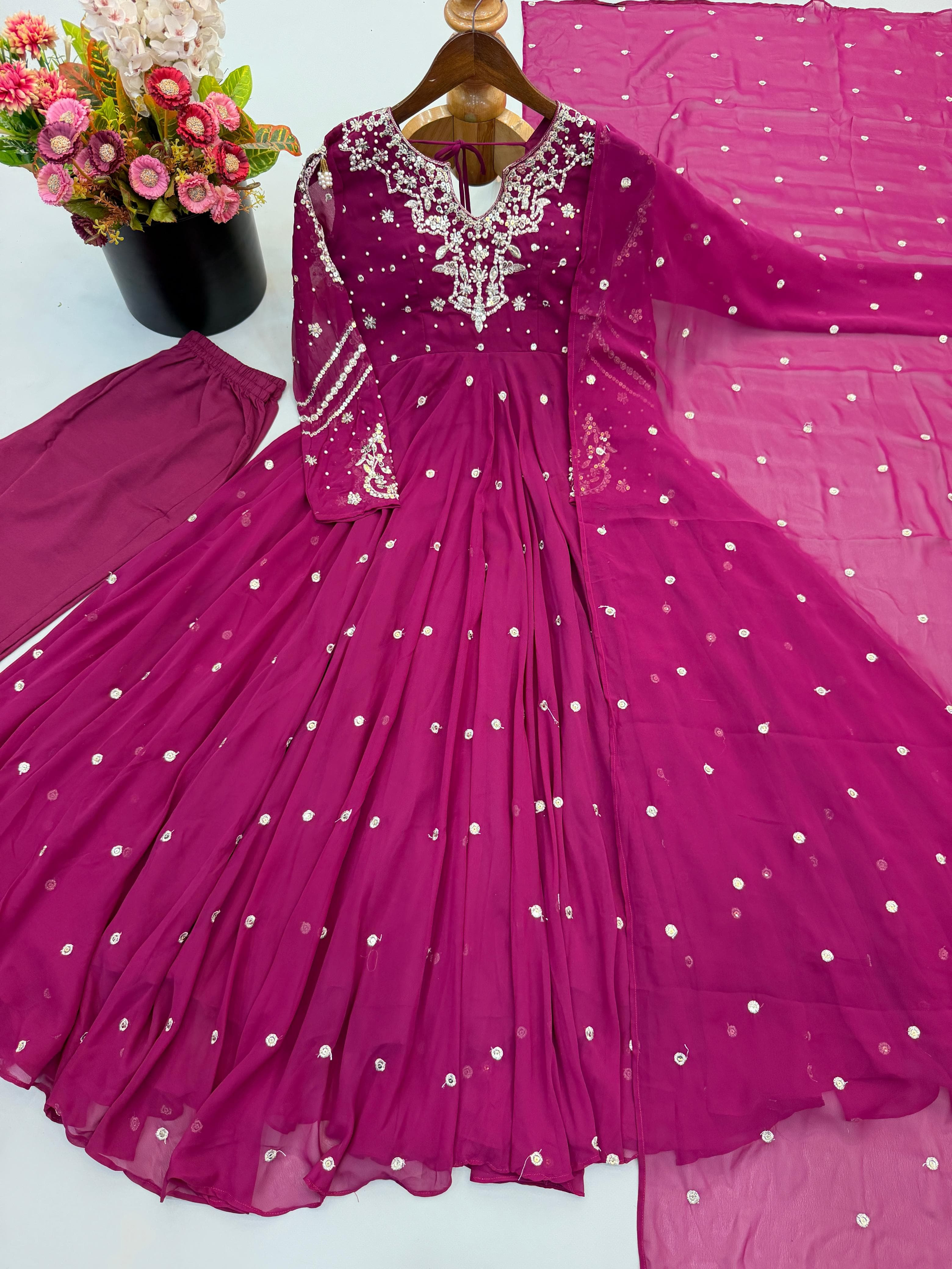 EMBROIDERY WORK GOWN WITH DUPATTA SET