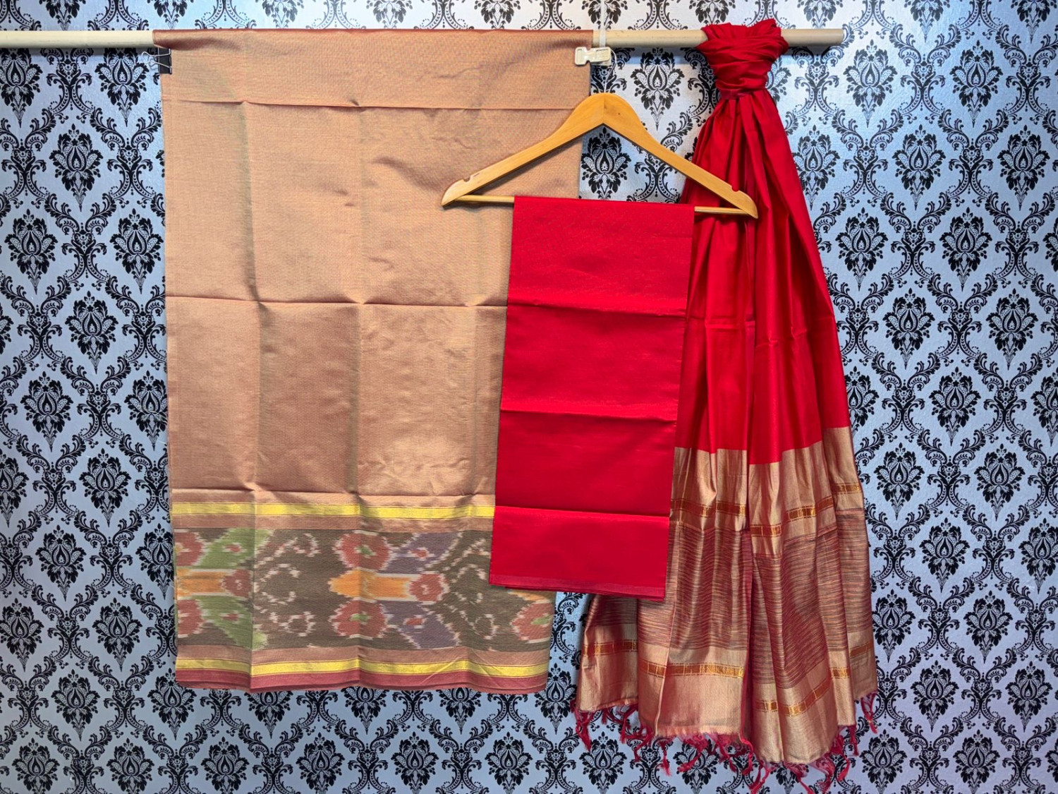 Pure Ikkat silk mix dress materials